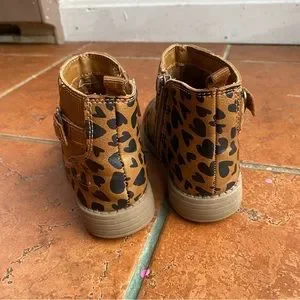 Carter's Shoes Leopard Print Booties 8t Carters Brown Black